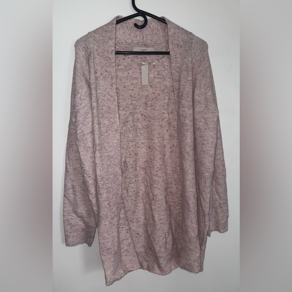 Nwt the loft pink speckled long open cardigan large
